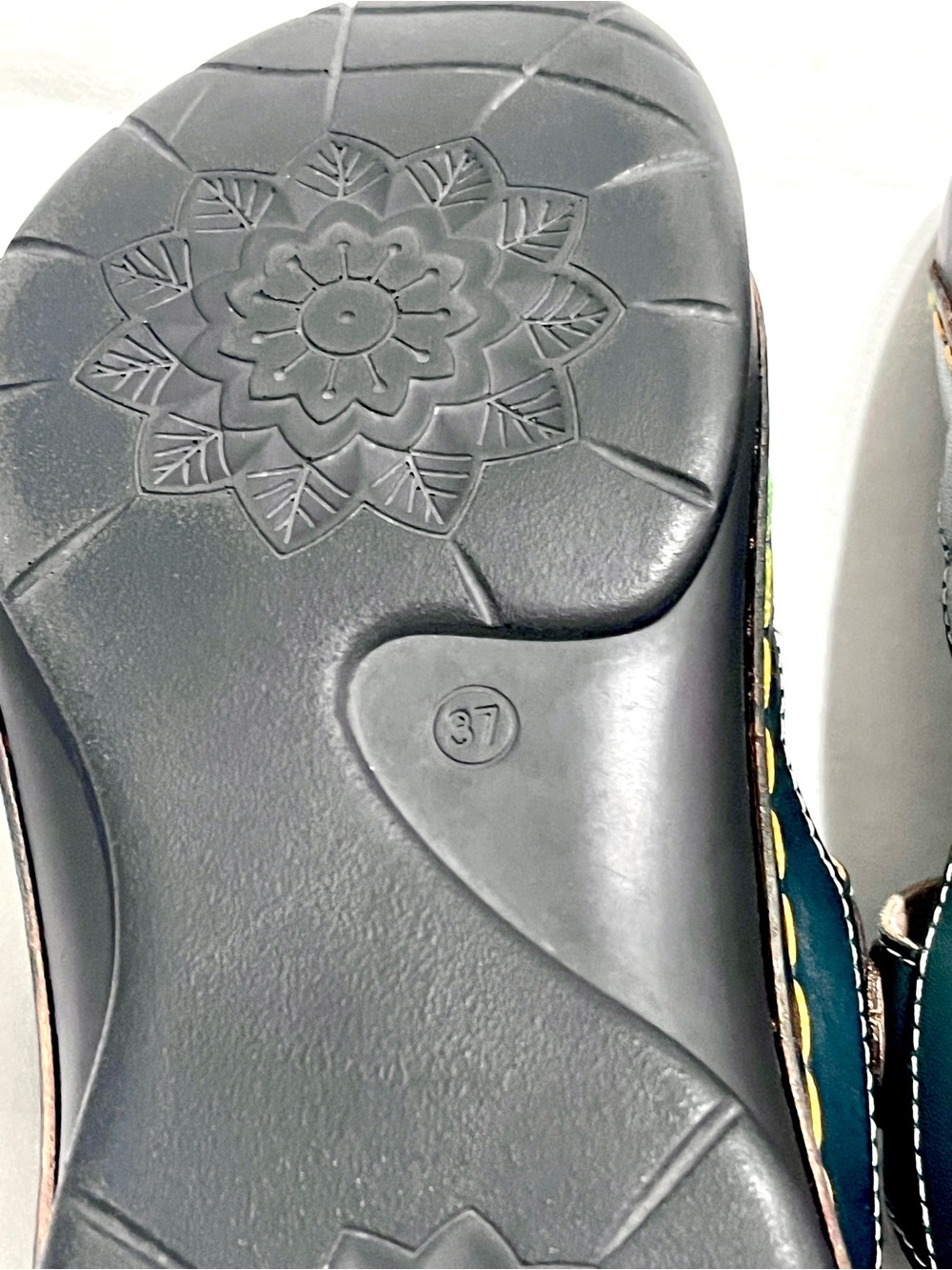 L'Artiste by Spring Step Flochino Teal Turquoise Leather Floral Clogs Mules 37 - Picture 6 of 6